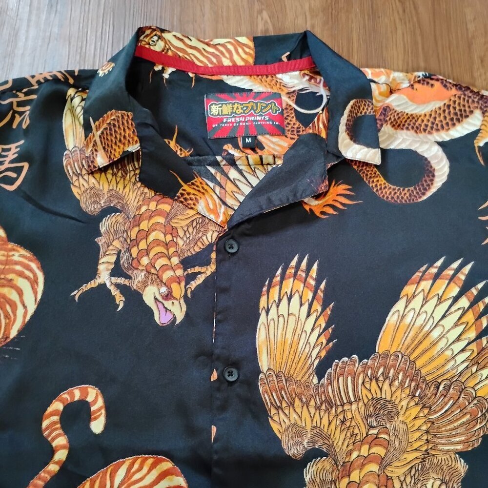 NWT Fresh Prints Drill Clothing Tiger Eagle Button Shirt